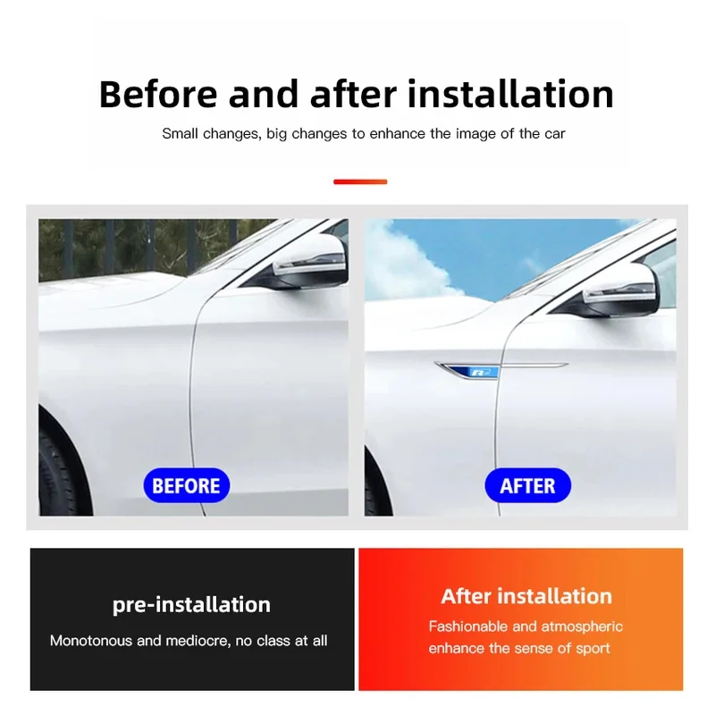 2Pcs Stainless Steel Car Door Sticker Decals Metal Badge Decoration Accessories For Volkswagen Rline T-Cross Arteon Magotan Polo - Image 3