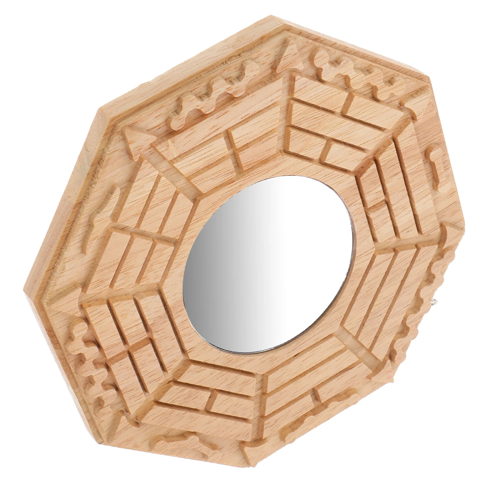 

Wooden Bagua Mirror Feng Shui Convex Decor for Home Office Wall Hanging Traditional Chinese Luck Charm Decoration