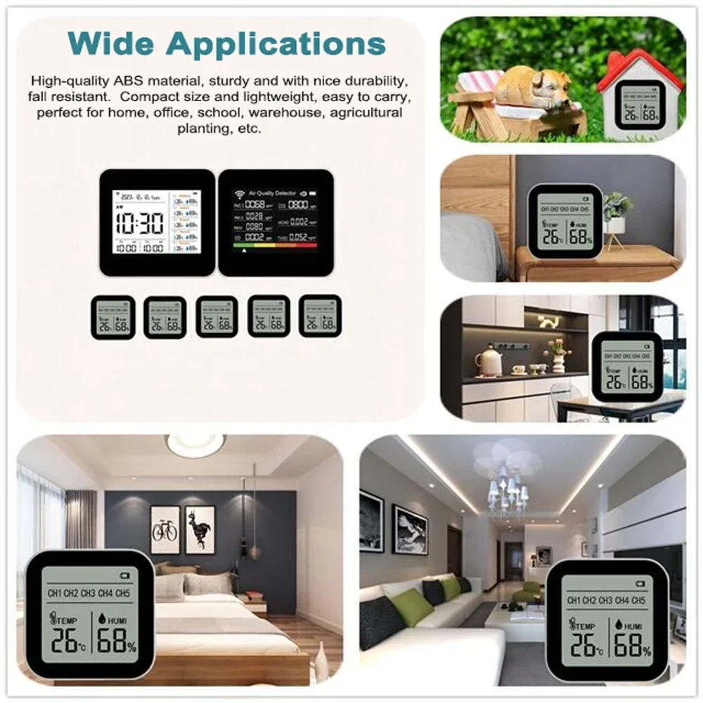 20 in 1 Tuya WIFI Air Quality Detector CO/CO2/TVOC/HCHO/PM2.5/PM1.0/PM10/Temp/Humidity/Time/Date/Alarm with 3/5pcs Sub-sensors