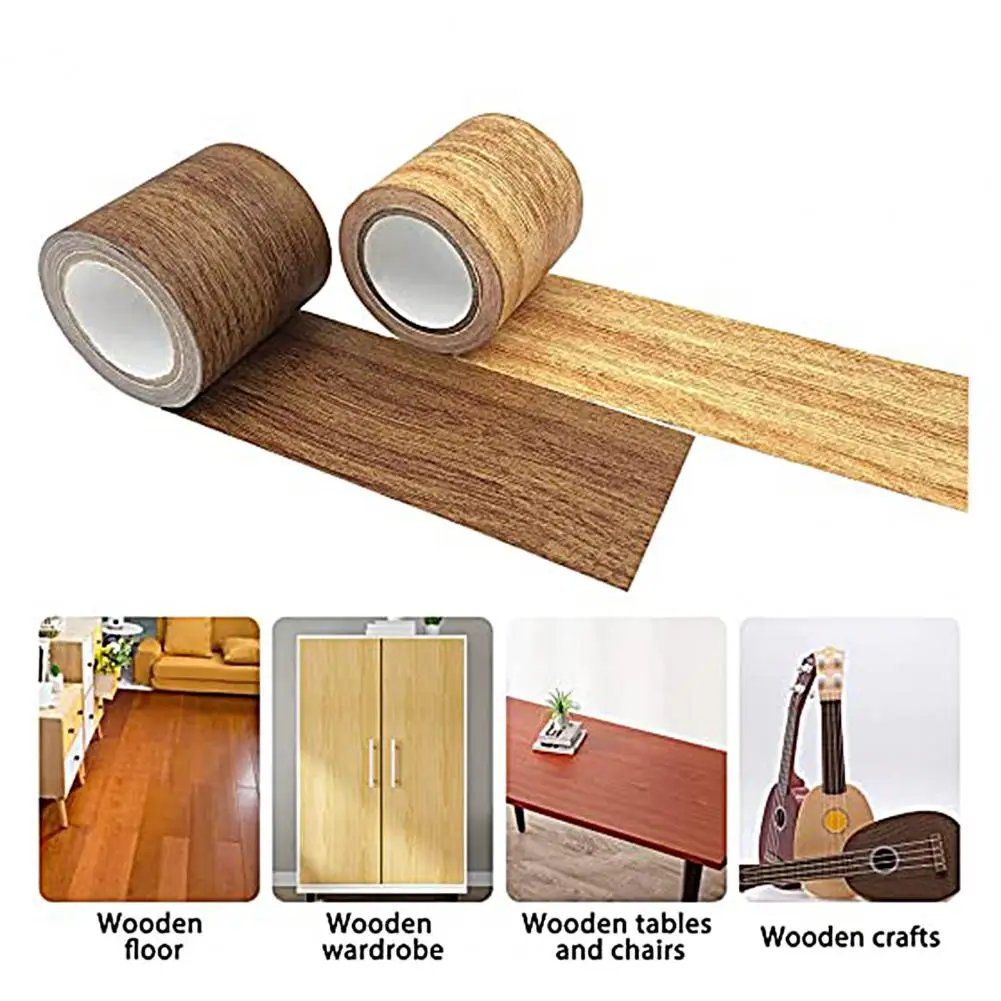 4.57M/Roll Realistic Wood Grain Repair Adhensive Duct Tape Furniture Renovation Skirting Line Floor Sticker Home Decor Accessori