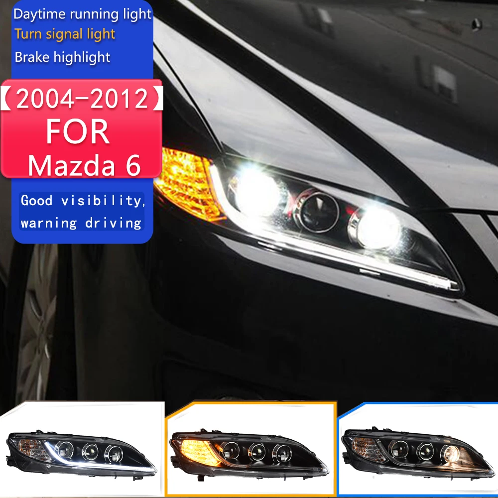 

Стайлинг автомобиля для фар Mazda 6, 2004-2012 Mazda6, светодиодные фары, светодиодные DRL, скрытые фары, ангельские глазки, биксеноновые аксессуары