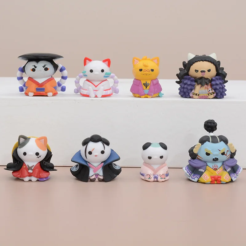 8 قطعة/المجموعة أنيمي قطعة واحدة البسيطة كوس القط 4 سنتيمتر الشكل الديكور الحلي دمية لعبة #1