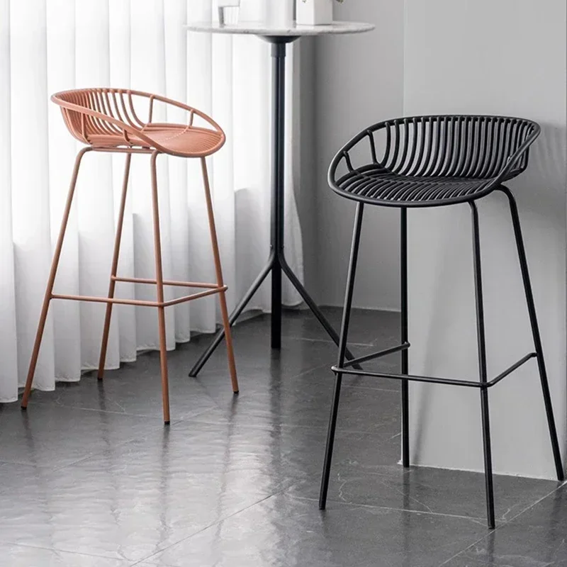 

Reception Midcentury Metal Bar Chair Designer Luxury Gaming Saloon Backrest High Chair Restaurant Barber Cadeira Salon Furniture