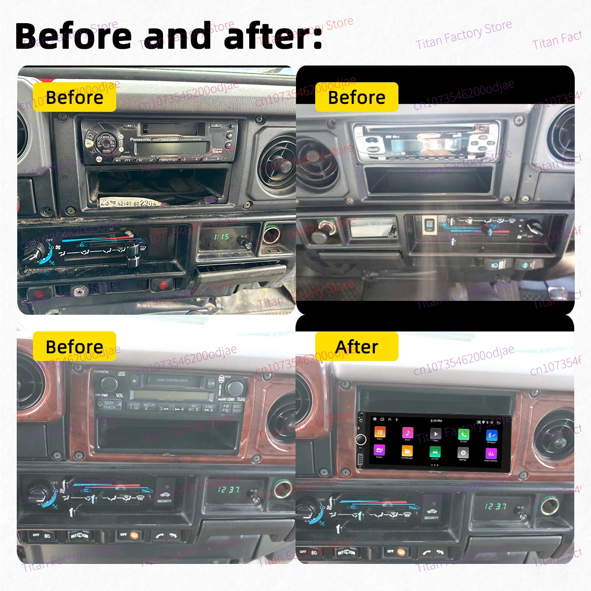 1 Din Car Radio Android for Toyota Land Cruiser 70 1984-1998 6.86