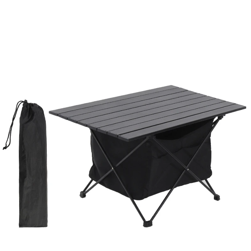 

Outdoor Camping Portable Ultralight Black Aluminum Alloy Tables Mesh Storage Bag Camp Folding Table