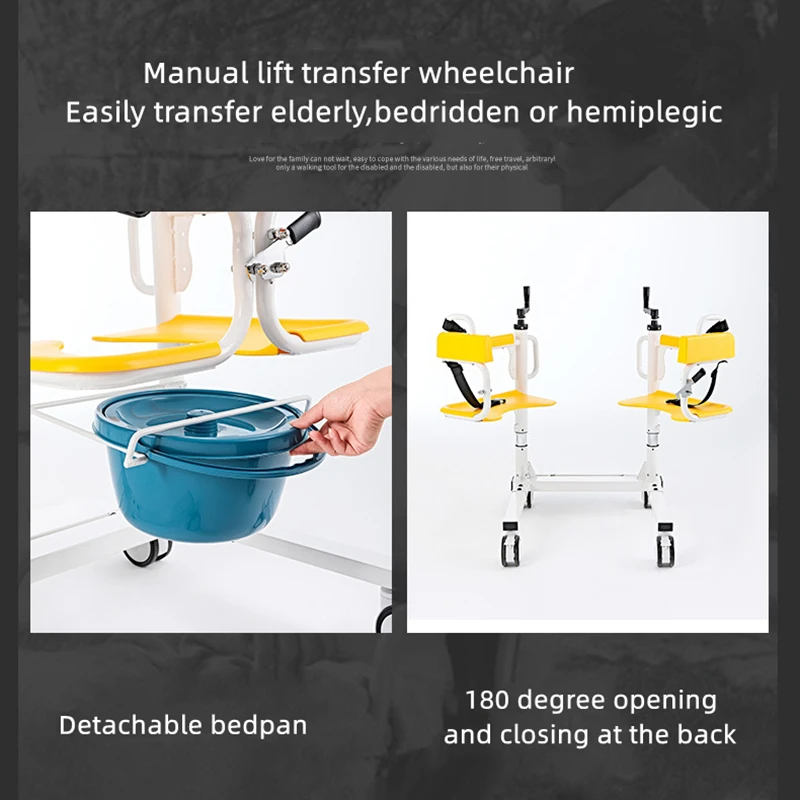 Elderly Patient Manual Transfer Lift Machine Bed Wheelchair Shift Lifter Chair Disabled Paralyzed Nursing Transport Moving Lift