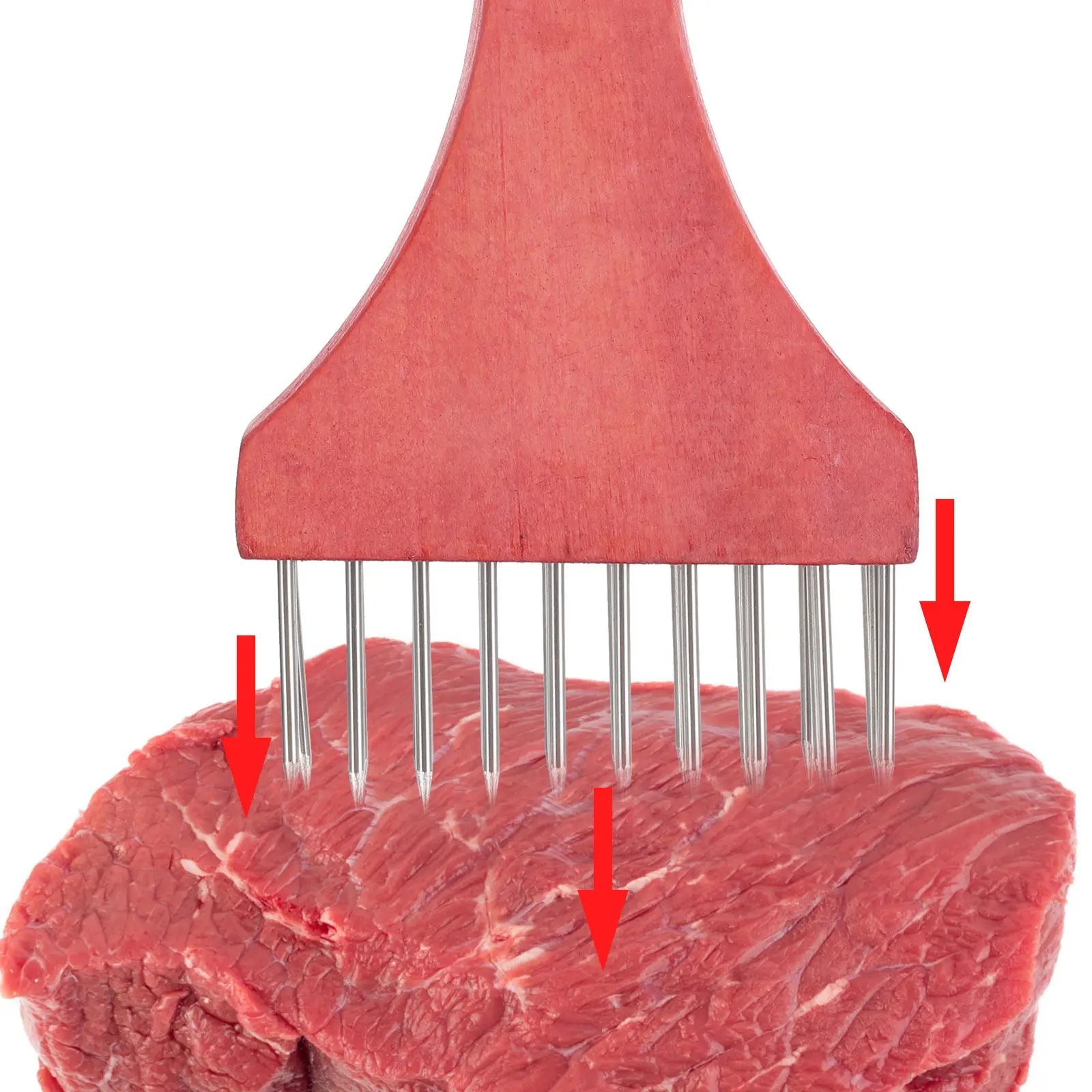 

Professional Wide-Head Stainless Steel Meat Tenderizer with Ergonomic Wood Handle for Beef Pork Chicken Venison Fast Tenderizing