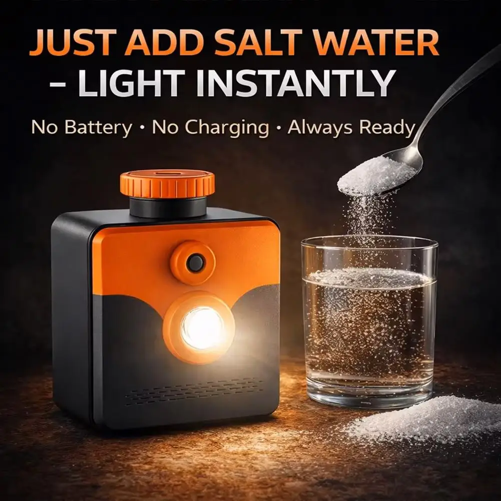 300-400 Hours Long Lasting Salt Water Lamp Portable Salt Powered Emergency LED Night Light for Outdoor & Household Use