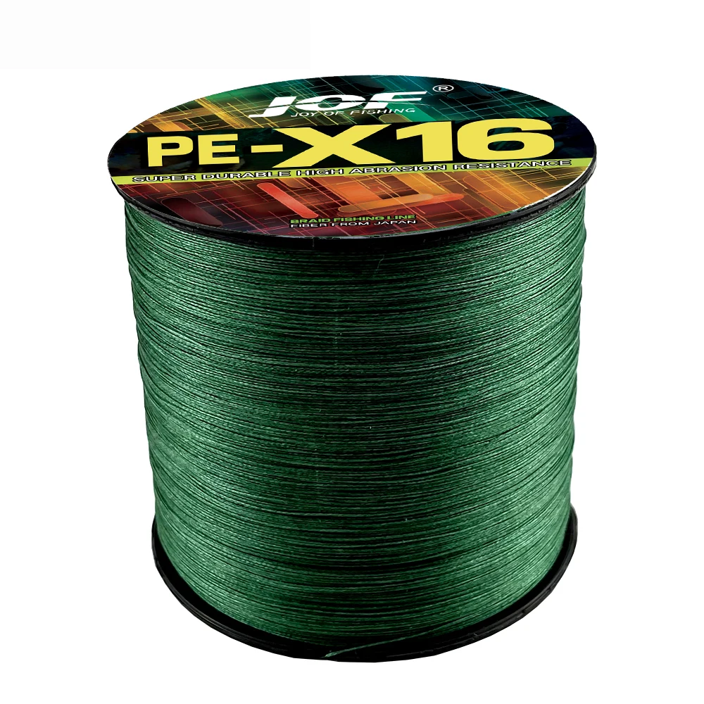 JOF 16Strands Braid Fishing Line 25-200LB Saltwater Abrasion Resistance100/300/500/1000M Multifilament Super PE Line Sea Fishing