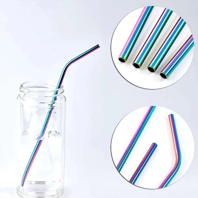 100pcs Reusable Stainless Steel Metal Straws Colorful and Environmentally Friendly Bar Party Beverage Straws Can be Wholesale