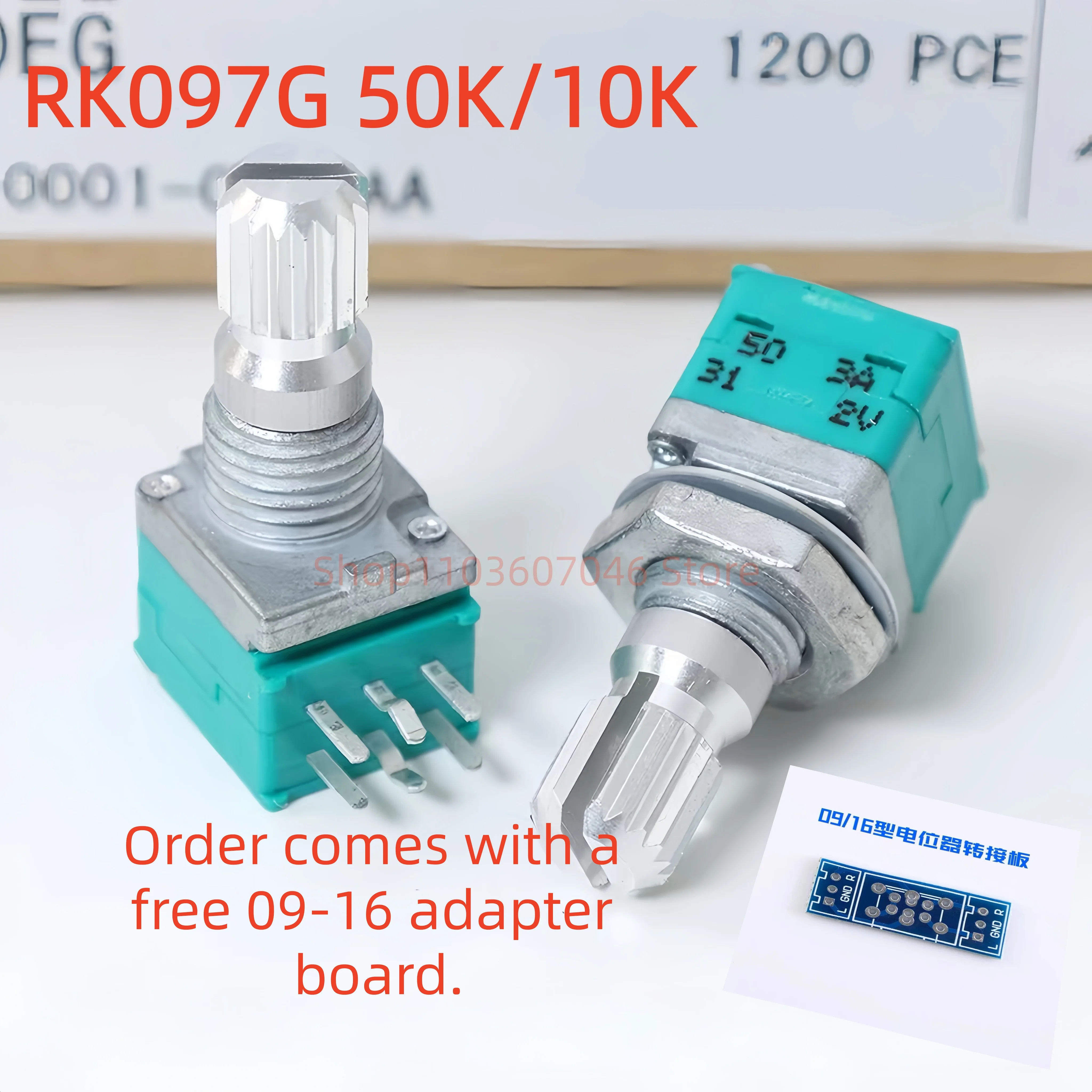 2pcs  Japanese ALPS RK097G precision dual potentiometer A50K handle length 15mm plum blossom shaft