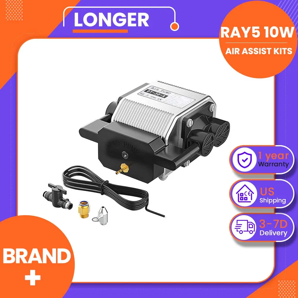 LONGER RAY5 10W Laser Air Assist Kit, Efficient Smoke & Dust Removal, Cooling Laser Head, Faster Cutting Speed, Cleaner Engraving Results, Improved Laser Energy Stability and Precision