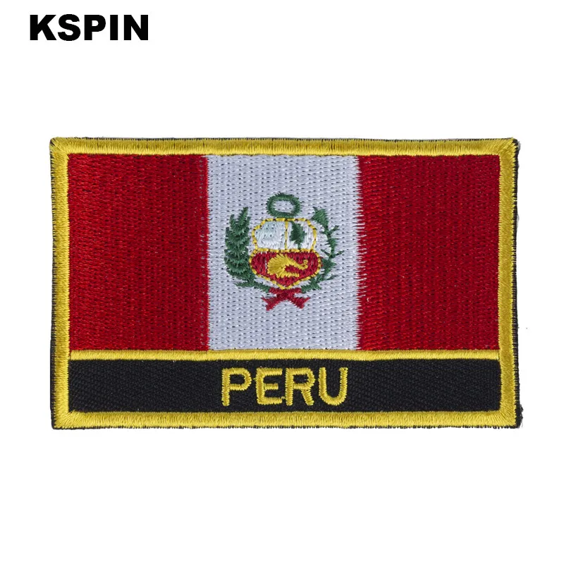 

Peru Flag Embroidery Patches Iron on Saw on Transfer patches Sewing Applications for Clothes in Home&Garden