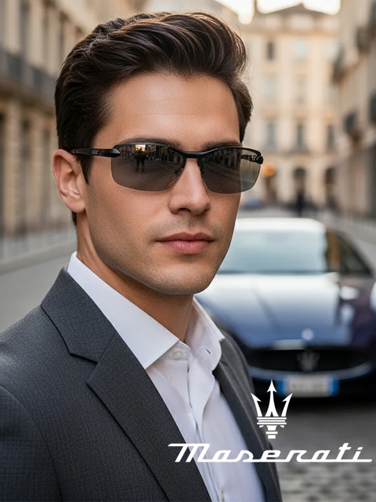 AliExpress Maserati MASERATI UV400 Polarized Sunglasses Lightweight Frameless for Cycling Driving Outdoor Unisex Men Women Daily Sunglasses 20345