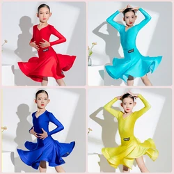 8 Colors Girls National Standard Ballroom Dance Competition Dress Latin Dance Professional Dress Stage Practice Wear SL8864