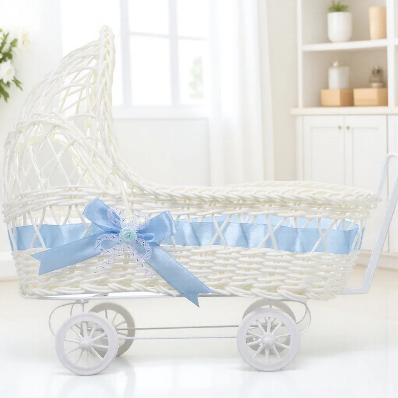 

Trolley Shaped Woven Basket Shower Party Favors Small Gifts Decoration Photo Props Durable Safe Materials