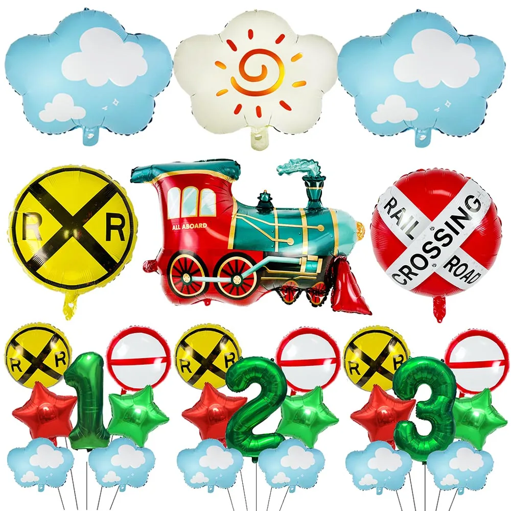 Zug-Geburtstagsparty-Dekoration, Ballons mit Blauem Himmel und Weißen Wolken, Zug-Themen-Events, Geschenk für Kinder, Zug-Party-Dekorationen – Detail 1