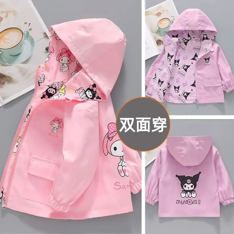 

Sweet Kuromi Anime Kawaii Sanrio Long Sleeve Jacket Spring Autumn Cute My Melody Children Windbreak Coat Clothing Kids Gifts