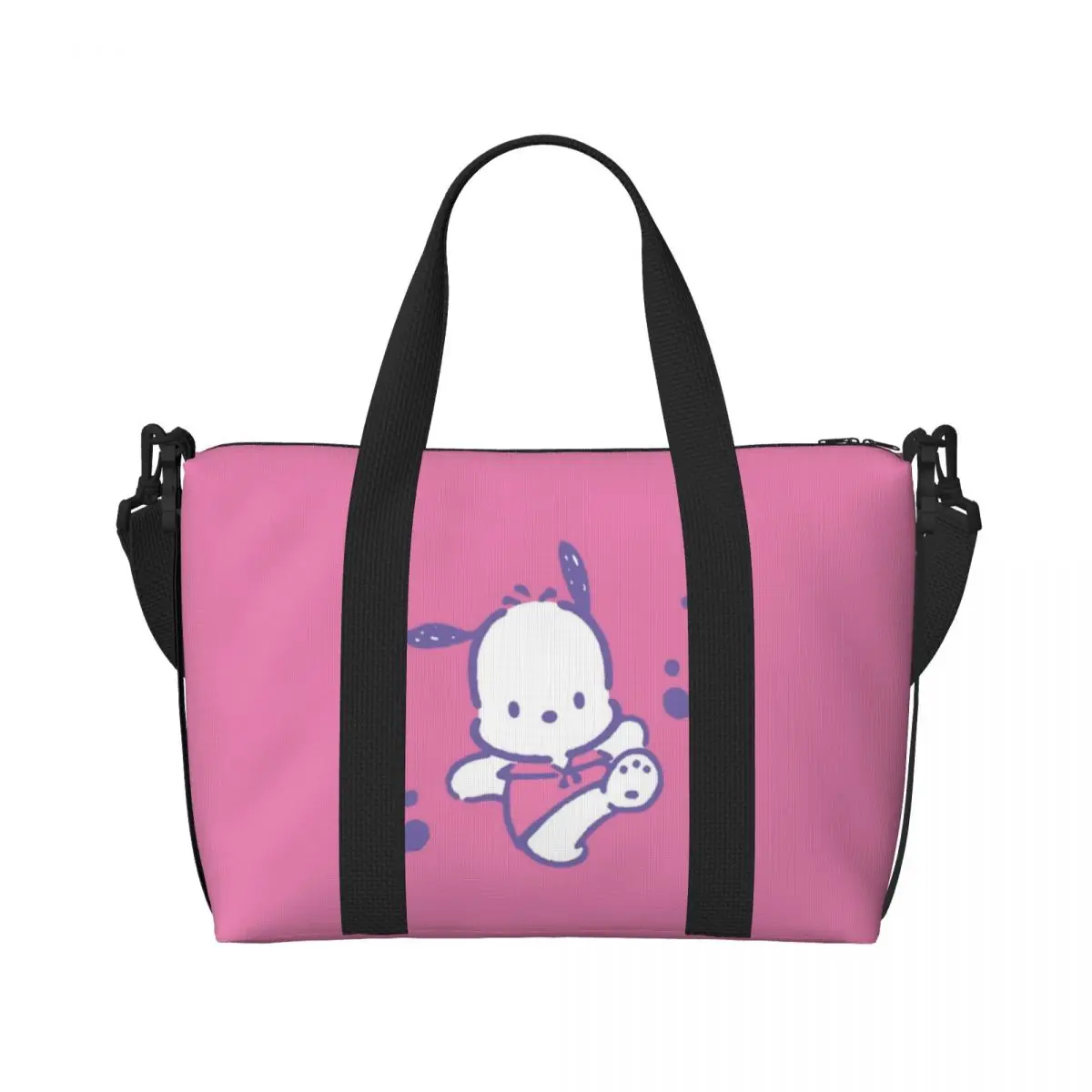 Pochacco-Bolso de mano de playa personalizado para mujer, bolsa de viaje de dibujos animados, bonito Anime, Gran compartimento, para gimnasio