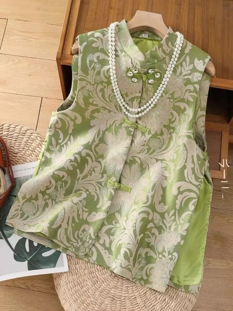

een Silk Satin Women's Jaet Chinese Sle Floral Embroidery Button up ort Coat Small Outerwear Faionable Spring Vest