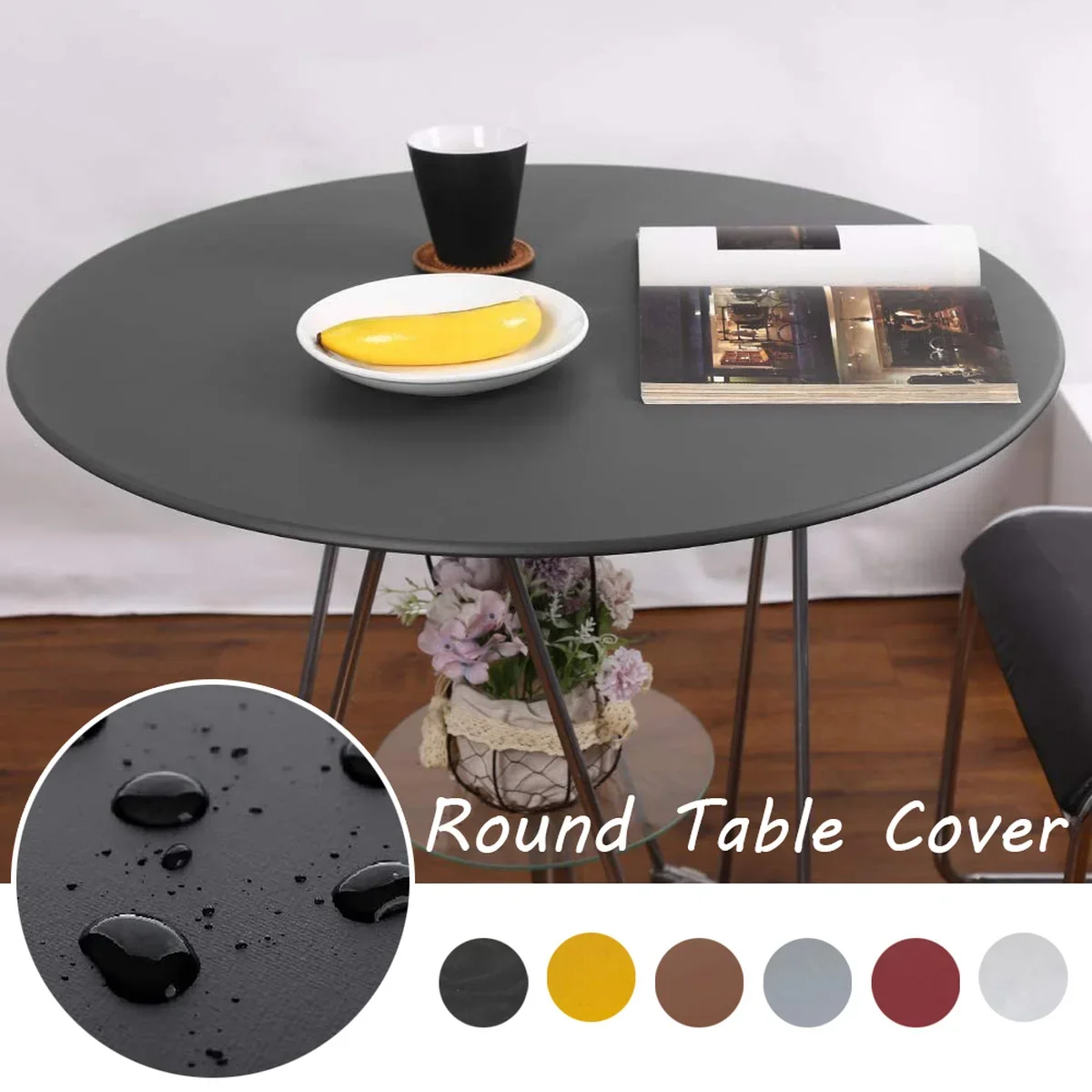 1PCS Outdoor Indoor Round Waterproof Tablecloth Table Cover Polyester Oil-resistant Washable Reusable Tablecloth Home Decoration