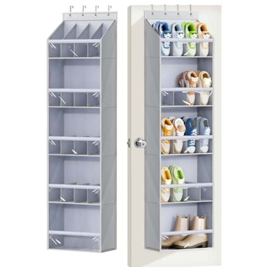 

20 Pairs Over The Door Shoe Organizer for Closet Large Clear Pockets Hanging Shoe Rack for Door Hanger Boot Holder Storage for