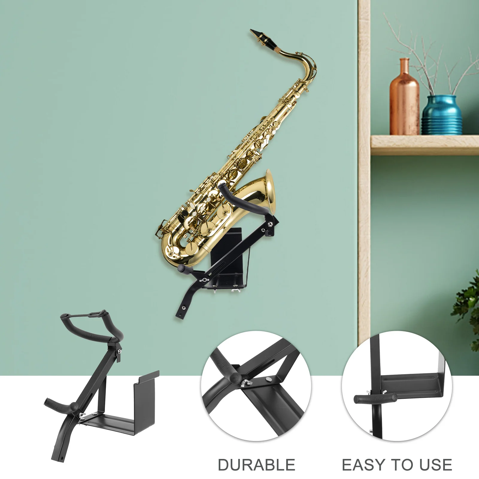 Durevole supporto da parete per sassofono Supporto per sax tenore alto Supporto protettivo regolabile in spugna Supporto per sassofono per sala musicale