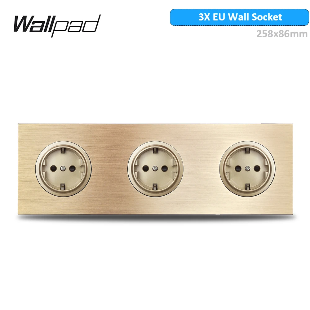 Wallpad gouden wandlichtschakelaar met ronde LED-nachtlampknop 1 2 3 4-voudig geborsteld aluminium metalen paneel, dimmer
