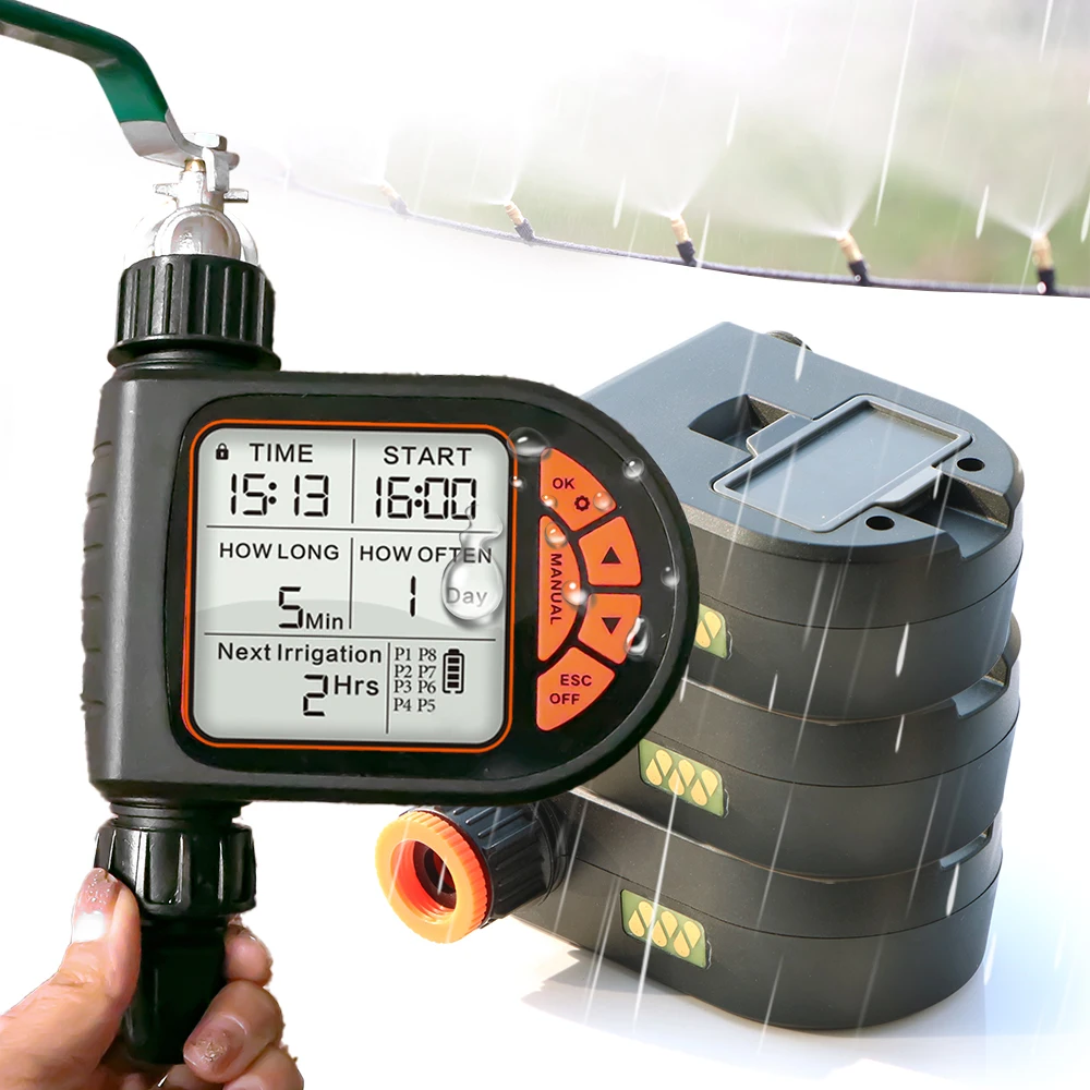 

Smart Rain Sensor Garden Water Timer IPX5 Waterproof LCD Displa Automatic Drip Controller for Tap Hose Plants Timing Irrigation
