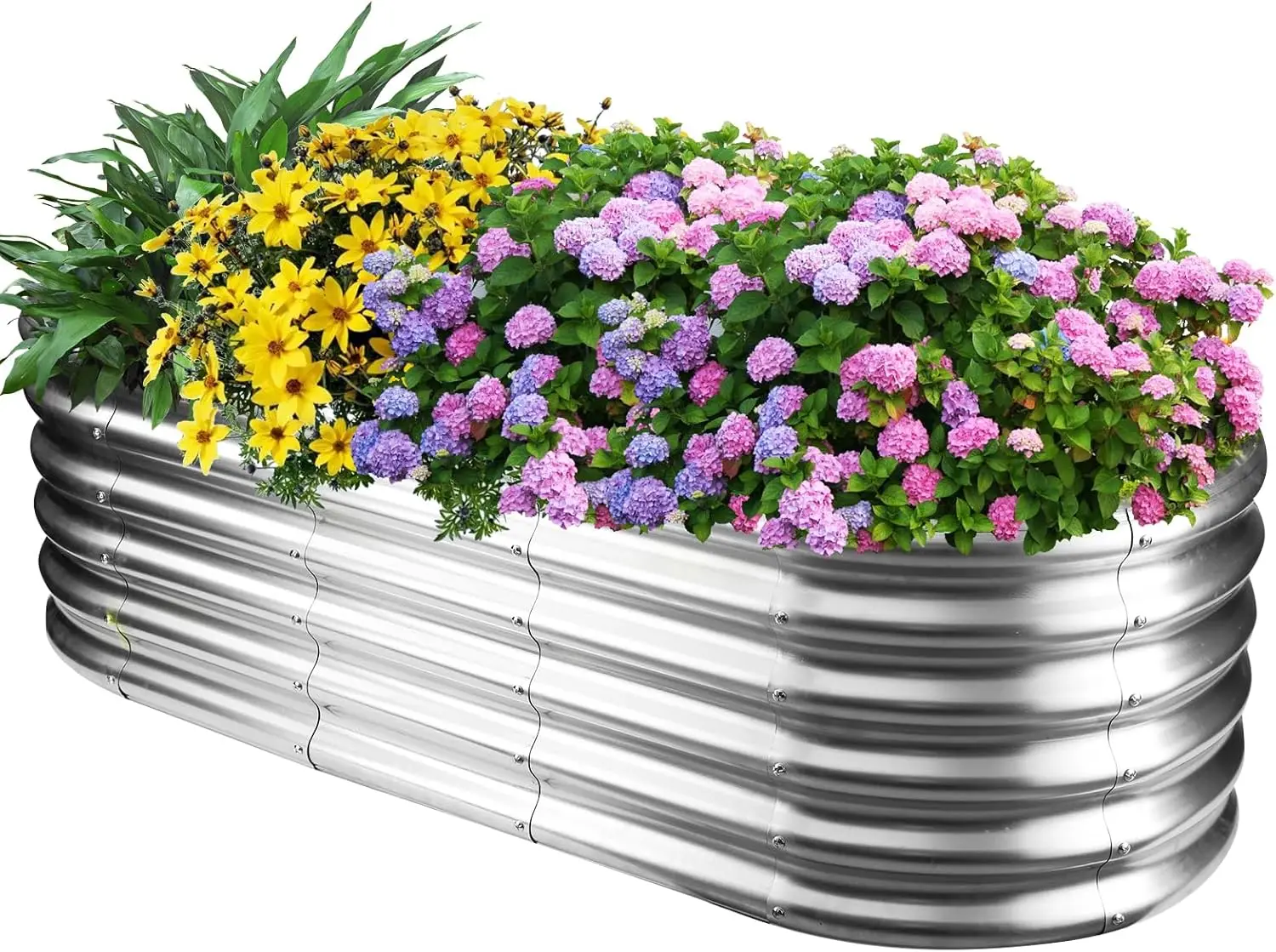 

17" Tall Outdoor Garden Raised Garden Bed Kits, 5ft X 2ft Oval,0.8MM Thick Metal Raised Planter Bed/Ground Planter Box for Varie