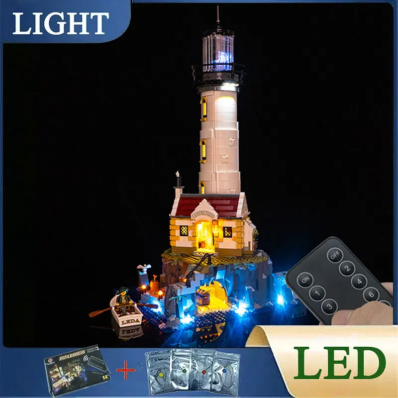 Zestaw oświetlenia LED RC DIY do zestawu klocków do budowy latarni morskiej LEGO 21333 (tylko światło LED, bez modelu klocków)