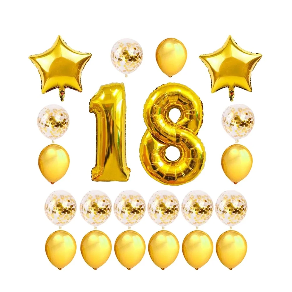 

24 Pcs Birthday Balloon Set Foil Ballon Party Balloons Decorations Rose Gold Graduation Happy