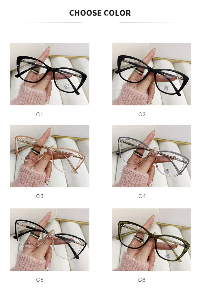 2026 Neue Blaulichtfilternde Cat-Eye-Korrekturbrille mit Zylinder aus TR90 – Trendige Myopie-Brille für Damen 0 -0,5 -0,75 bis -6,0 – Detail 4