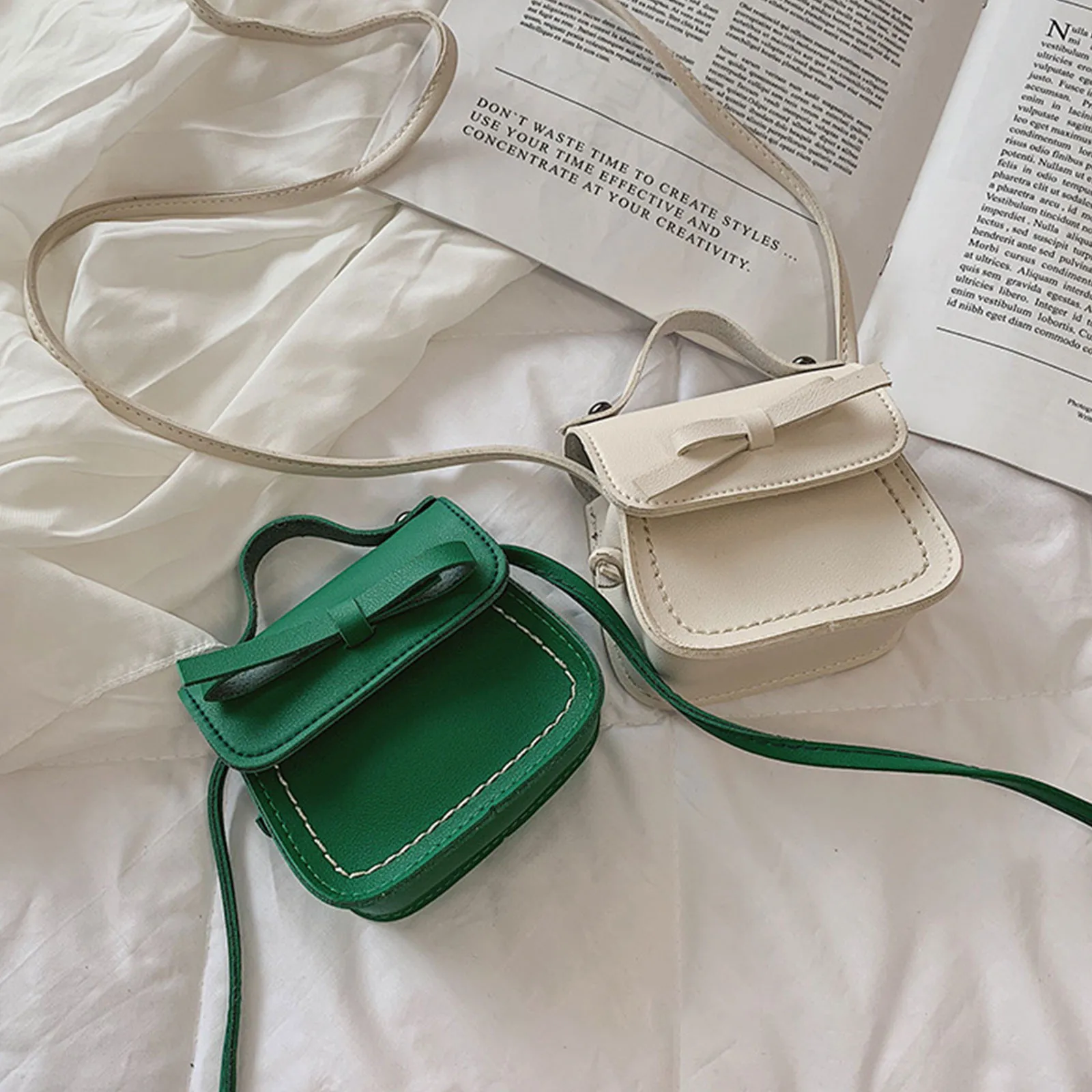 لطيف جلد فتاة حقيبة ساع الحلو نمط رائع مطابقة حقيبة كتف الصلبة Bowknot Crossbody عملة المحافظ للهدايا #3