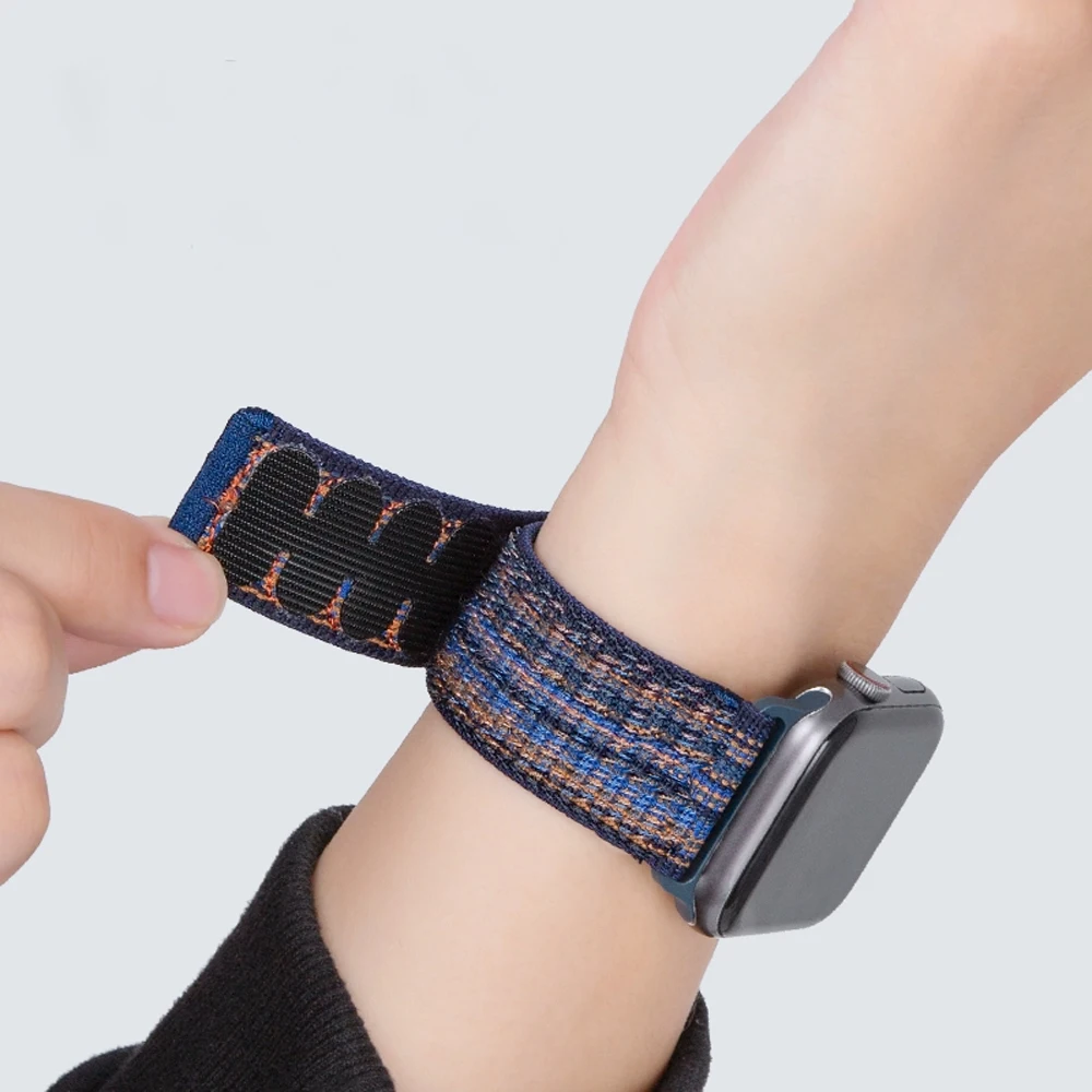 애플워치용 스포츠 루프 스트랩 1~2개, 44mm 42mm 45mm 40mm 46mm 41mm 나일론 밴드, iWatch 시리즈 10 9 8 7 울트라 2 SE 호환