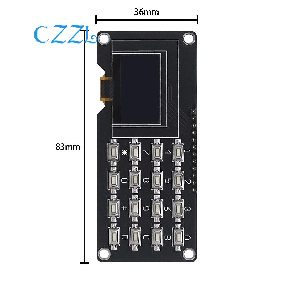 Driver SSD1315 branco de 0,96 polegadas / 1,3 polegadas IIC + botão tela OLED com botão de matriz 4 * 4 botões