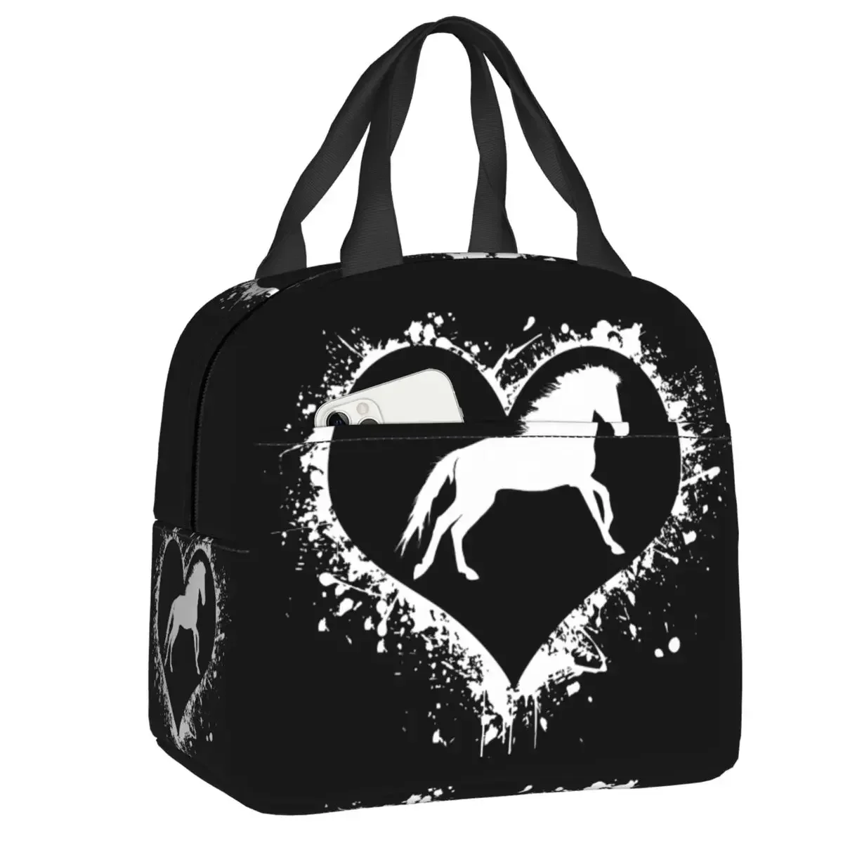 

Horse Heart Insulated Lunch Bag for Women Animal Lover Resuable Thermal Cooler Lunch Box Outdoor Picnic Food Container Bags