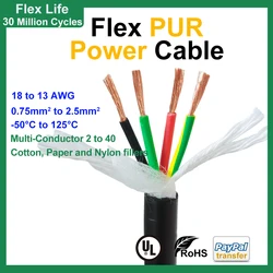 PUR Polyurethane Jacket Power Flex Chain Cable 14/16/18/20/24/26Core Bend/Oil/Corrosion Resistant Robot Signal Control Wire