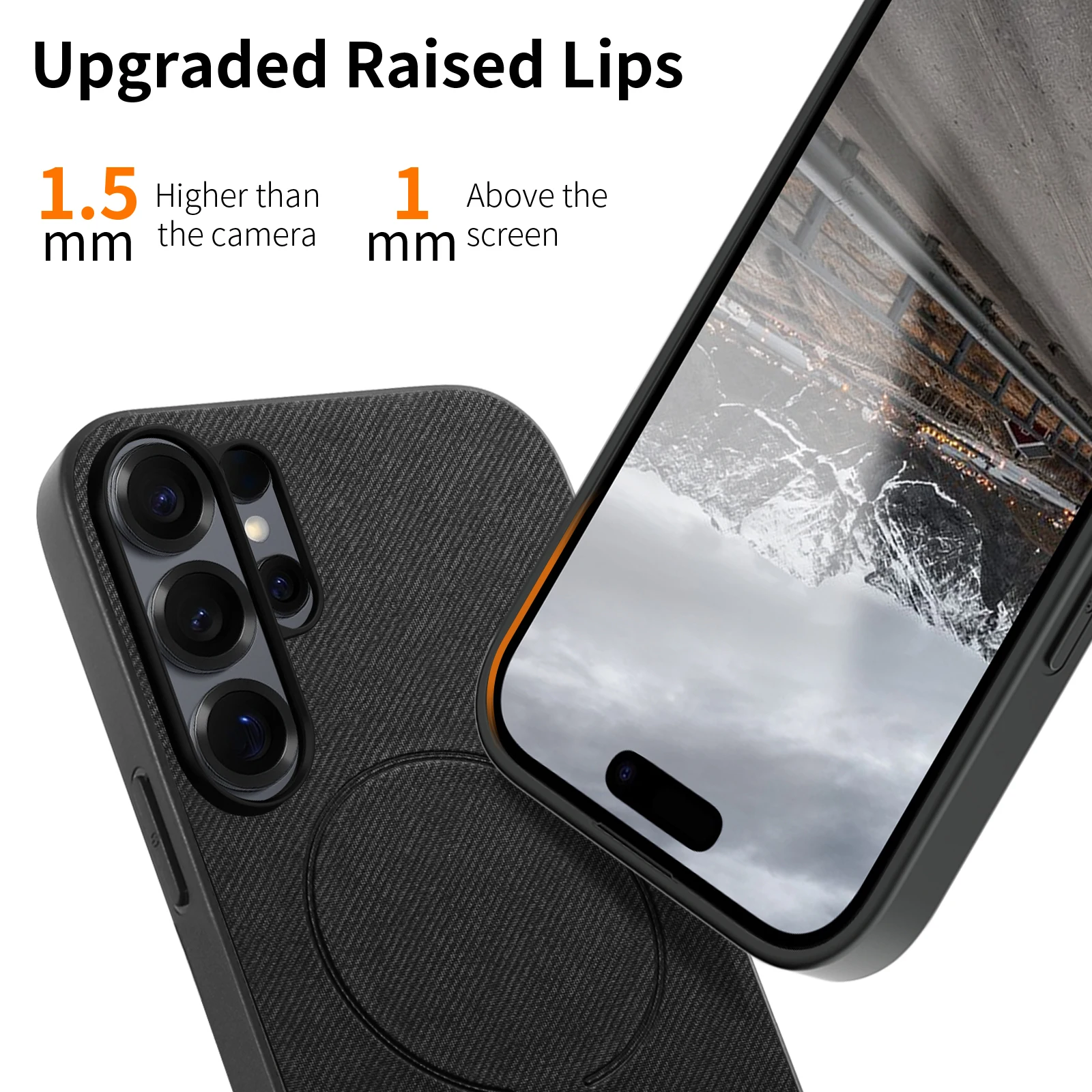 Luxuriöse Kabellose Ladehülle mit Mattleder-Panel für Samsung Galaxy S26 Ultra S25 Edge S24 FE S23 Plus Weicher Rahmenschutz – Detail 5