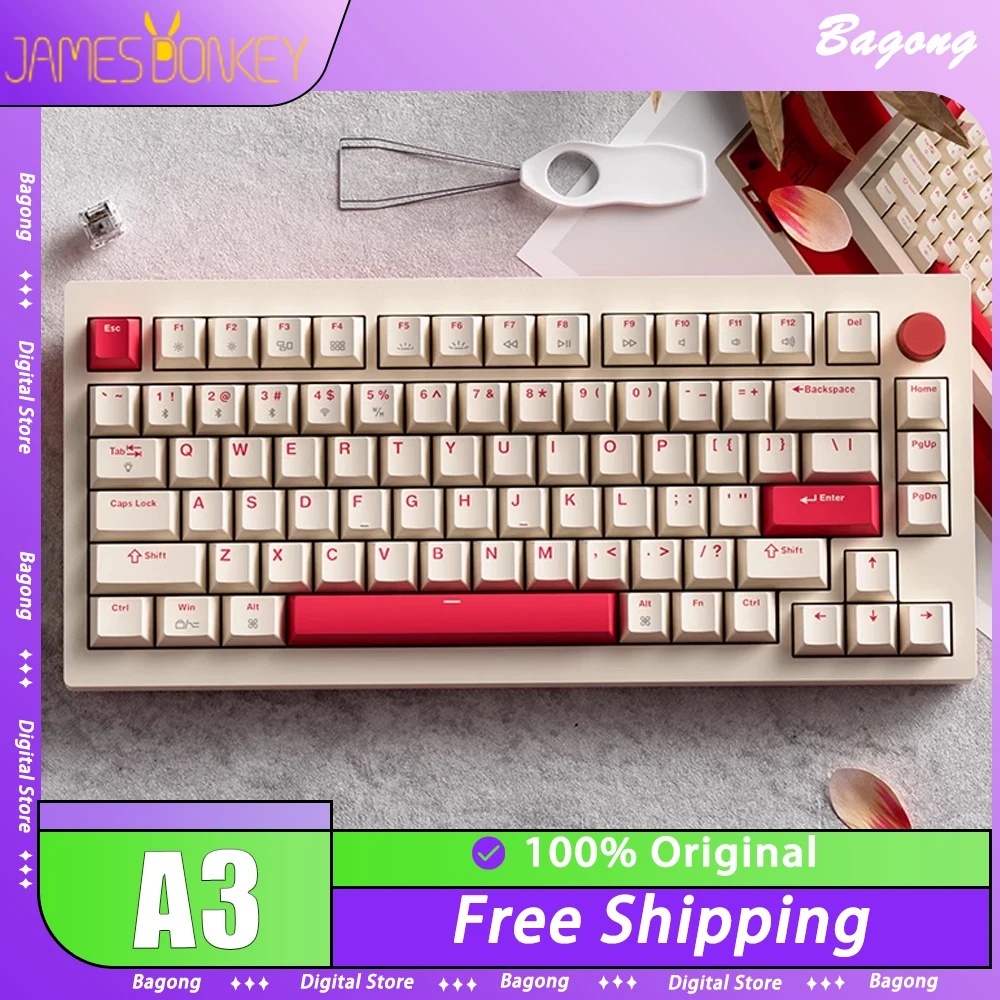 

Jamesdonkey A3 Mechanical Keyboard Multifunctional Knob Three Mode RGB Gaming Keyboard Hot Swap Gasket Pc Gamer Accessories