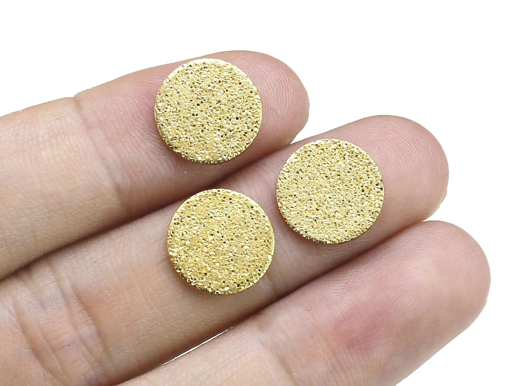 

50pcs Round Earring Charms, Bling Brass Findings, 12x0.8mm, Jewelry Making Supplies R514