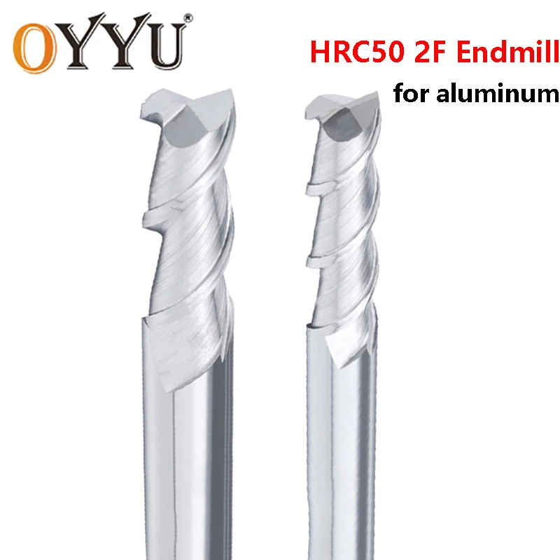 

OYYU 2 Flute End Mills Carbide Milling Cutter Lengthen for Aluminum 1mm 2mm 4mm 10mm 16mm Tungsten Steel CNC Machine 50 75 150