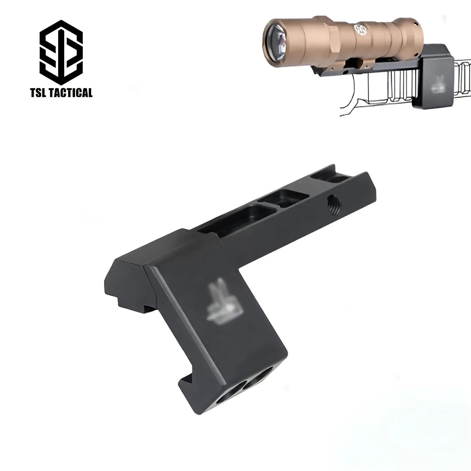 

WADSN Offset Base MLOK/Keymod System 20mm Picapinny Rail Mount For M300 M600 Weapon Light SF Flashlight Tactical Gun Accessory