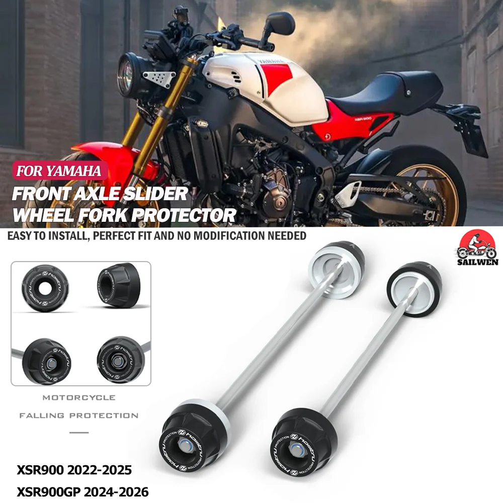 For Yamaha XSR900 2022-2023 XSR900GP 2024-2026 Motorcycle Front Rear Axle Fork Crash Sliders Wheel Protection