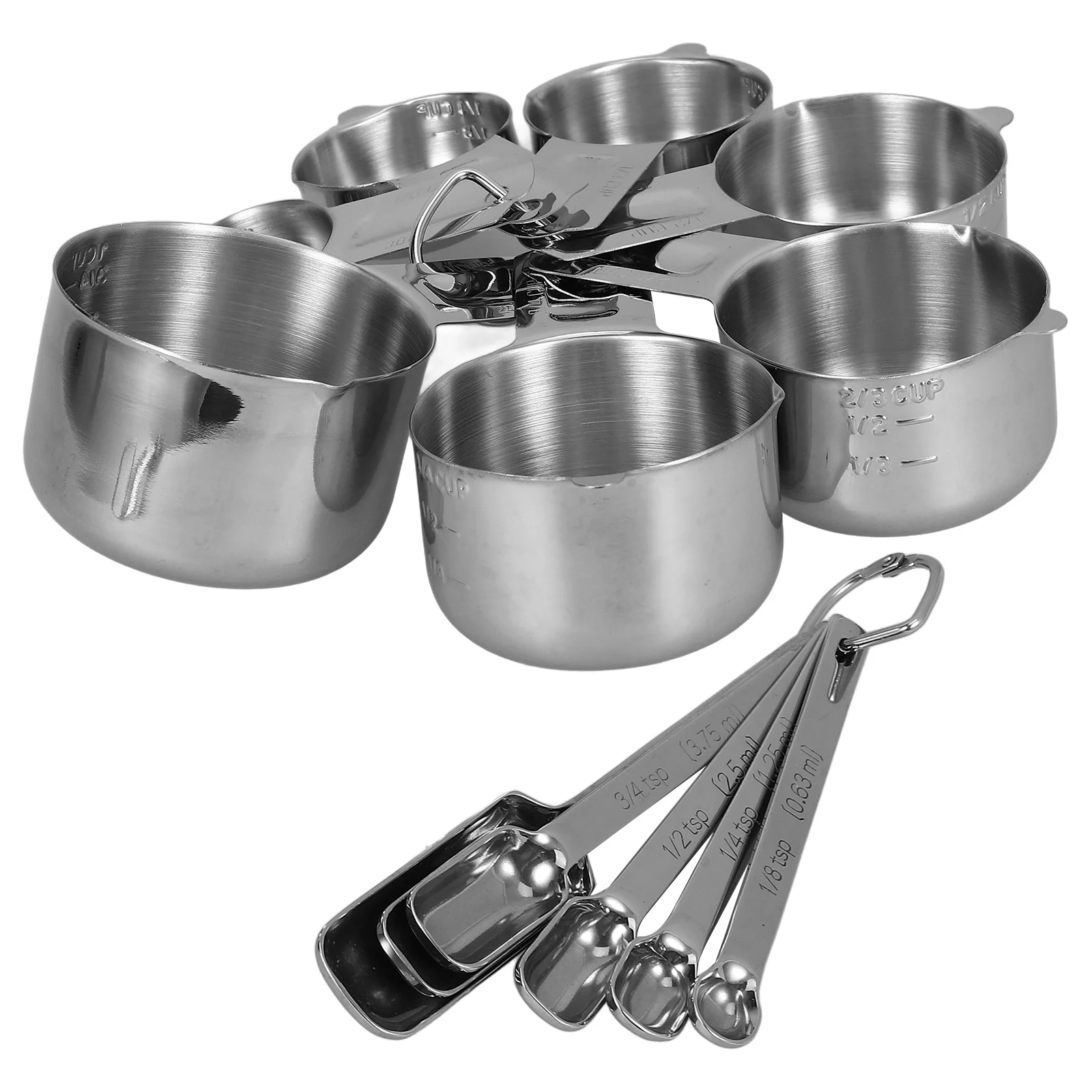 

1Set Measuring Cups and Spoons Set Stainless Steel Baking Kitchen Tools Accurate Measurement for Cooking Reusable Metric