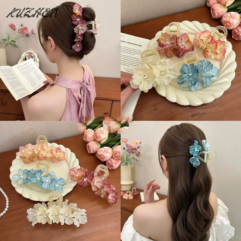 

Large Rose Flower Hair Clip Claws For Women Hair Shark Clip Thick Hair Barrettes Hairpins Women Girls Hair Atmosphere Accessorie