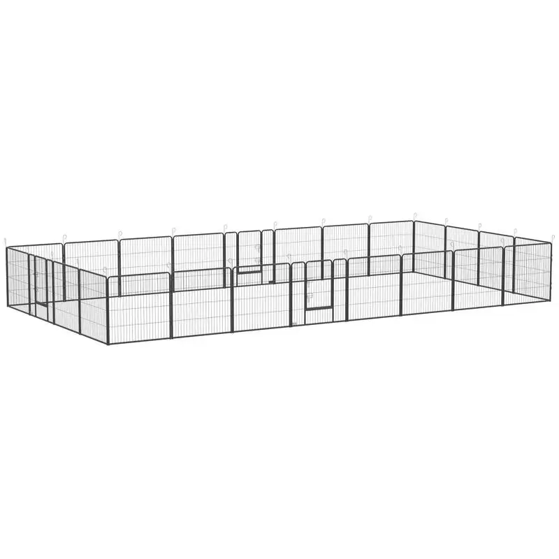 

24 Panel Dog Playpen for Small and Medium Dogs with Lockable Door, 15.7' x 15.7' x 2.6'
