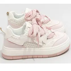 Sneakers rosa verde Casual Platform Sneakers donna Kawaii College Style Retro scarpe vulcanizzate donna Designer di moda coreano