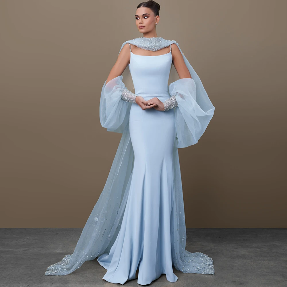 

Customized Exquisite Sequined and Beading Jersey Evening Dress Graceful Mermaid Celebrity Gowns Delicate Crystal Prom Dresses