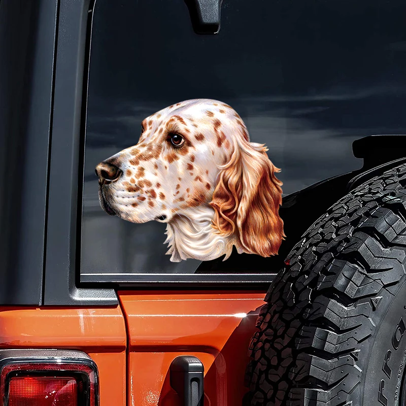 DK186#14x12cm English Setter Dog Car Stickers Scratch Covering Self-Adhesive Waterproof Decal Motorcycle Decorative Accessories